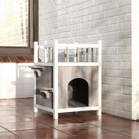 Partyanimal Wooden Pet Home With Balcony - Gray & White PA139172
